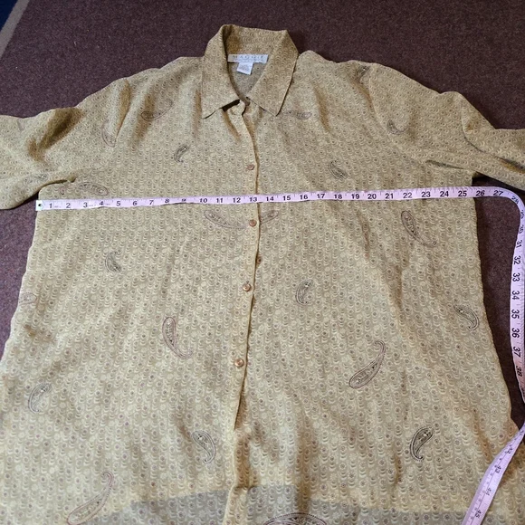 Maggie McNaughton Sheer Blouse Paisley Tan And Burgundy Size 2X - Picture 5 of 8